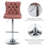 SERENIT? Pink Velvet Bar Stools Adjustable Swivel Counter Height Chairs with Tufted Back and Nailhead Trim for Kitchen Island Pub Restaurant (2Pcs,