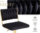 SERENITà  2x Velvet Bar Stools with Braided Back Elegant Kitchen High Chairs, Kitchen Island Stools Adjustable Height Swivel Bar Chairs with Gold Legs for Home-Black - Top-Down View