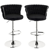 SERENITà Modern Silver Swivel Upholstered Velvet Adjustable Height Counter Stool with Metal Frame Bl