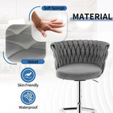 SERENIT? Modern Silver Swivel Upholstered Velvet Adjustable Height Counter Stool with Metal Frame Grey (Set of 2)