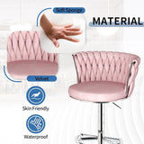 SERENITà Modern Silver Swivel Upholstered Velvet Adjustable Height Counter Stool with Metal Frame Pink (Set of 2) - Side View