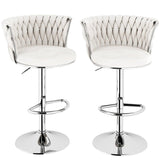 SERENIT? Modern Silver Swivel Upholstered Velvet Adjustable Height Counter Stool with Metal Frame White (Set of 2)