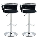 SERENIT? Silver Swivel Upholstered Velvet Adjustable Height Counter Stool with Metal Frame Black (Set of 2)