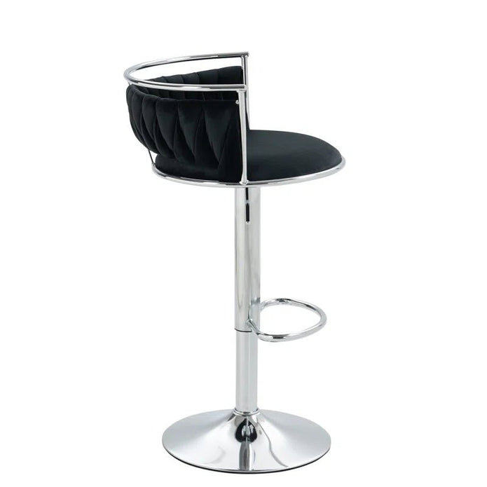 SERENITà Silver Swivel Upholstered Velvet Adjustable Height Counter Stool with Metal Frame Black (Set of 2)