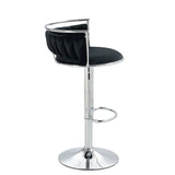 SERENITà Silver Swivel Upholstered Velvet Adjustable Height Counter Stool with Metal Frame Black (Set of 2) - Side View