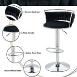 SERENITà Silver Swivel Upholstered Velvet Adjustable Height Counter Stool with Metal Frame Black (Set of 2) - 45-Degree Angle