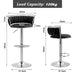 SERENIT? Silver Swivel Upholstered Velvet Adjustable Height Counter Stool with Metal Frame Black (Set of 2)