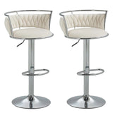 SERENIT? Silver Swivel Upholstered Velvet Adjustable Height Counter Stool with Metal Frame White (Set of 2)