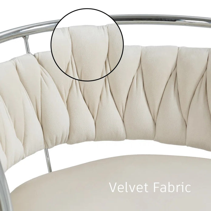 SERENIT? Silver Swivel Upholstered Velvet Adjustable Height Counter Stool with Metal Frame White (Set of 2)