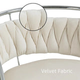 SERENITà Silver Swivel Upholstered Velvet Adjustable Height Counter Stool with Metal Frame White (Set of 2) - Side View