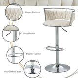 SERENIT? Silver Swivel Upholstered Velvet Adjustable Height Counter Stool with Metal Frame White (Set of 2)