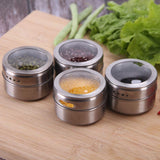 Magnetic Spice Jars Containers Spice Tins Wall Mounted Stainless Steel Base New 15PCS - Close-Up Angle