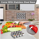 Magnetic Spice Jars Containers Spice Tins Wall Mounted Stainless Steel Base New 15PCS - Low Angle