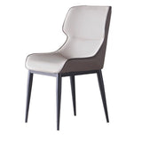 Light Grey Italian Minimal List Dining Chairs PU Retro Chair Cafe Kitchen Modern Metal Legs x2