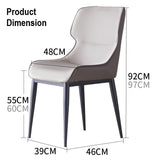 Light Grey Italian Minimal List Dining Chairs PU Retro Chair Cafe Kitchen Modern Metal Legs x2 - Rear View