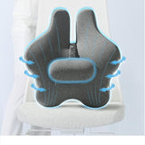 Orthopedic Memory Foam Seat Cushion Support Back Pain Chair Pillow Car Office Dark Grey - Rear View