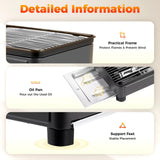 Portable Gas Stove Burner Butane BBQ Camping Gas Cooker With Non Stick Plate Black with Fish Pan and Lid - Side View