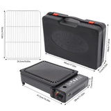 Portable Gas Stove Burner Butane BBQ Camping Gas Cooker With Non Stick Plate Black with Fish Pan and Lid - Close-Up Angle