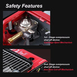 Portable Gas Stove Burner Butane BBQ Camping Gas Cooker With Non Stick Plate Red with Fish Pan and Lid - Rear View
