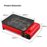 Portable Gas Stove Burner Butane BBQ Camping Gas Cooker With Non Stick Plate Red without Fish Pan and Lid - Side View