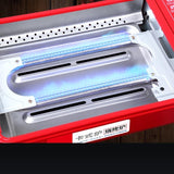 Portable Gas Stove Burner Butane BBQ Camping Gas Cooker With Non Stick Plate Red without Fish Pan and Lid - Rear View
