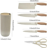 6-Piece Kitchen Knife Set Non-Stick Stainless Steel Blades with Universal Knife Block - Front View