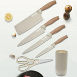 6-Piece Kitchen Knife Set Non-Stick Stainless Steel Blades with Universal Knife Block - Side View