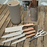 6-Piece Kitchen Knife Set Non-Stick Stainless Steel Blades with Universal Knife Block - Side View