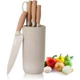6-Piece Kitchen Knife Set Non-Stick Stainless Steel Blades with Universal Knife Block - 45-Degree Angle