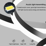 Black 3 Rings Minimalist LED Pendant Light Adjustable Circular Chandelier - Front View