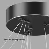 Black 4 Rings Minimalist LED Pendant Light Adjustable Circular Chandelier - Side View