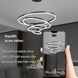 Gold 3 Rings Minimalist LED Pendant Light Adjustable Circular Chandelier - Side View