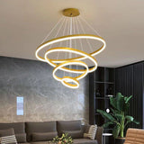 Gold 3 Rings Minimalist LED Pendant Light Adjustable Circular Chandelier - Extra Image
