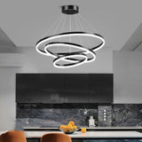 Gold 5 Rings Minimalist LED Pendant Light Adjustable Circular Chandelier - 45-Degree Angle