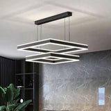 Modern Minimalist Square Pendant Light Adjustable LED Chandelier Triple Layer(corner base) - Top-Down View