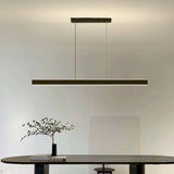 Modern Minimalist Trapezoid Pendant Light Adjustable LED Bar Light Black - Close-Up Angle