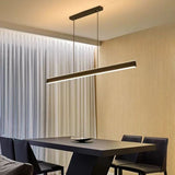 Modern Minimalist Trapezoid Pendant Light Adjustable LED Bar Light Black - Low Angle