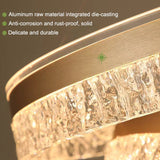 Gold 3 Rings 180W Modern Luxury Ring Pendant Light Adjustable Water Ripple LED Chandelier - Front View