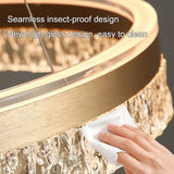 Gold 3 Rings 180W Modern Luxury Ring Pendant Light Adjustable Water Ripple LED Chandelier - Side View