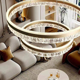 Gold 3 Rings 180W Modern Luxury Ring Pendant Light Adjustable Water Ripple LED Chandelier - 45-Degree Angle