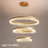 Gold 3 Rings 180W Modern Luxury Ring Pendant Light Adjustable Water Ripple LED Chandelier - Rear View