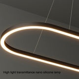 Modern Minimalist Oval Pendant Light Adjustable LED Chandelier Black - 45-Degree Angle