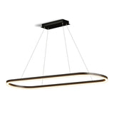 Modern Minimalist Oval Pendant Light Adjustable LED Chandelier Black - Close-Up Angle