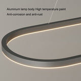 Modern Minimalist Oval Pendant Light Adjustable LED Chandelier White - Top-Down View