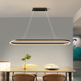 Modern Minimalist Oval Pendant Light Adjustable LED Chandelier White - Extra Image