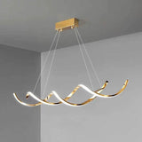 120cm Modern Minimalist Titanium Gold Pendant Light Adjustable LED Chandelier - Front View