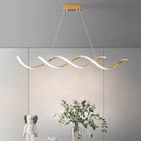 120cm Modern Minimalist Titanium Gold Pendant Light Adjustable LED Chandelier - Side View