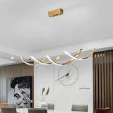 120cm Modern Minimalist Titanium Gold Pendant Light Adjustable LED Chandelier - Top-Down View