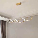 120cm Modern Minimalist Titanium Gold Pendant Light Adjustable LED Chandelier - Close-Up Angle