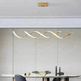 120cm Modern Minimalist Titanium Gold Pendant Light Adjustable LED Chandelier - Low Angle